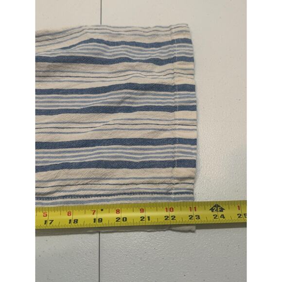 Per Se Pants Womens L Blue White Striped Linen Wide Leg Crop Coastal Summer - Picture 7 of 10